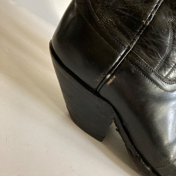 Black Leather Vintage Cowboy Boots Higher Heel Women’s Size 9 Made in Mexico - Picture 2 of 12